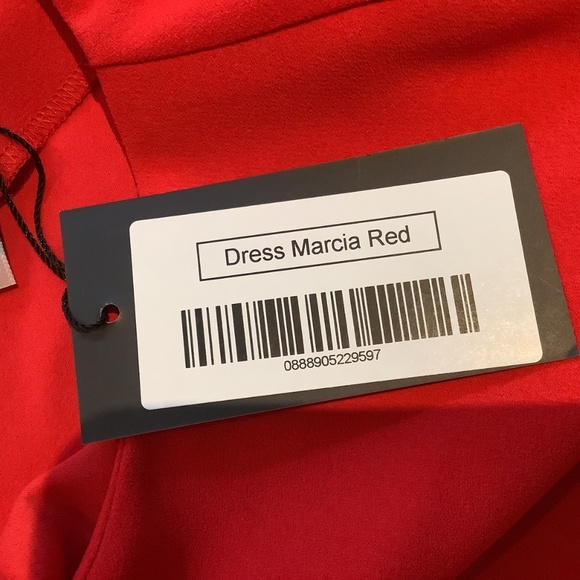 Marielle Stokkelaar Unique Red Holiday Party Dress, Feather Bottom Hem NWT OSFM - Picture 13 of 16